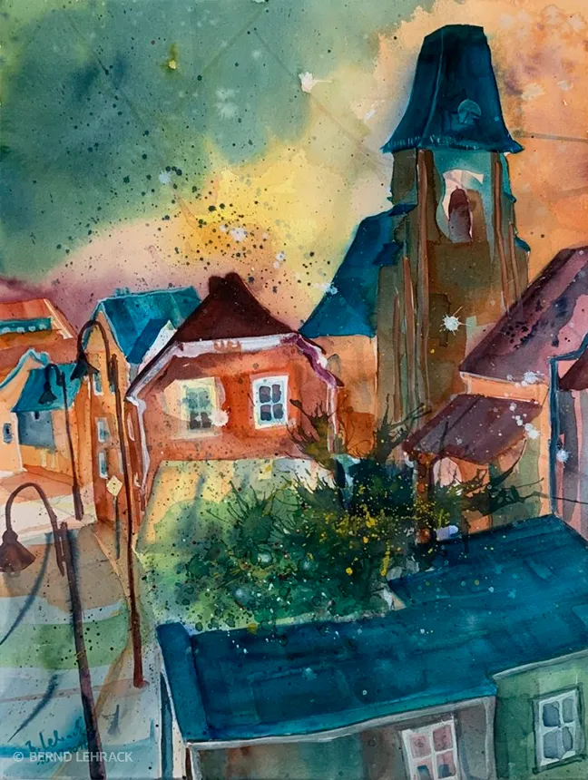 Blick aus dem Fenster auf die Dorfstraße von Großlehna
